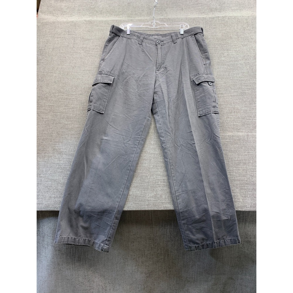 Croft & Barrow Cargo Pants Mens 38x32 Gray Twill Cotton Classic Fit Straight Leg